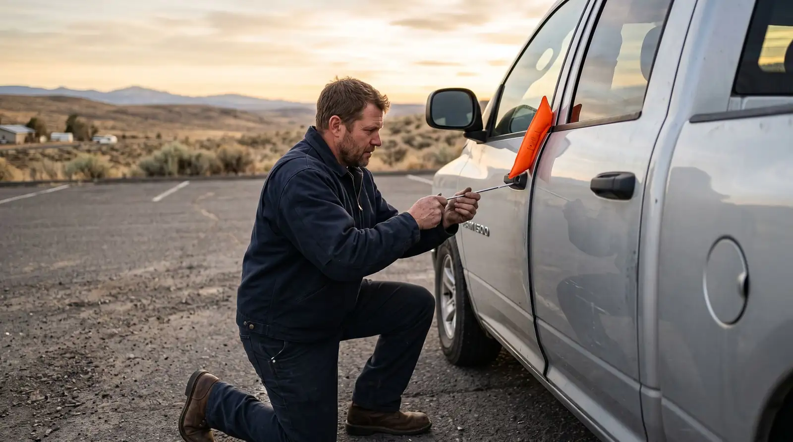 Locksmith in Hermiston OR opening a pickup truck door